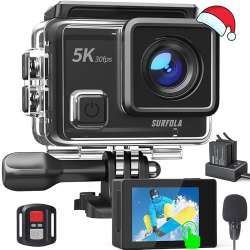 Surfola Action Cam 5K 30 fps, 20 MP WiFi Unterwasserkamera 40M Wasserdicht EIS Bildstabilisierun, Helmkamera