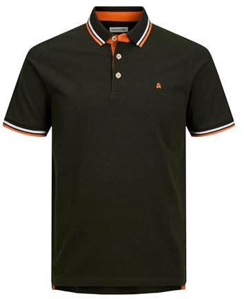 JACK & JONES Jjepaulos Polo Ss Noos Pls Homme Polo, Vert Fonce - Blanc - Orange, 4XL