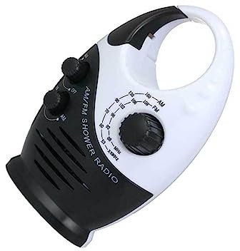 IOIUSKKU Radio de Ducha ABS, Resistente al Agua, Alimentado por batería, Volumen Ajustable, Perilla de Control, Oficina, baño, baño, Radios, Altavoz, Negro