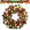 RDDAIPE Weihnachtskranz mit Beleuchtung 30cm, Türkranz Weihnachten Beleuchtet mit 30 Led, Weihnachtstürkranz mit Weihnachtskugeln, Tannenzapfen, Roten Beeren, für Weihnachten Tür, Wand, Haustür Deko