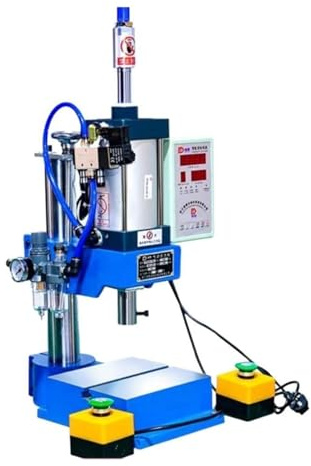 ZYJIX Punzonadora Neumática, 200kg, Columna única, 63 Tipos, Prensa De Banco, Remachadora De Alta Precisión De Bazo De Gas Pequeño(Size:Tipo,Color:Botones Dobles)