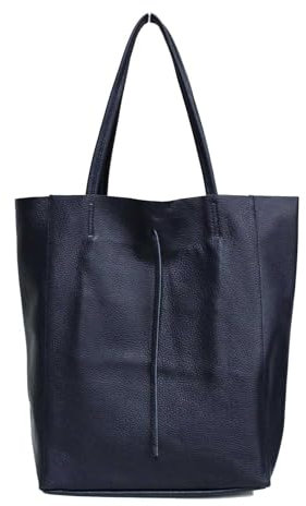 stylx Made in Italy Damen Leder Tasche XXL DIN-A4 Shopper Tote Hobo Bag Henkeltasche Handtasche Umhängetasche Ledertasche Schultertasche Large mit Innentasche aus Leder (dunkelblau)