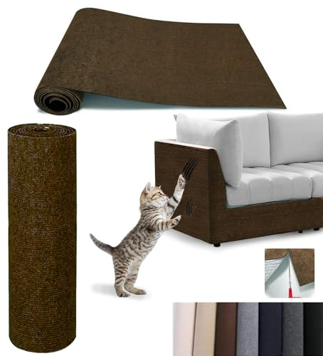 Glvomazty Klösträd för katter, soffa, 40 x 200 cm, självhäftande kattsoffskydd, kan skäras till gör-det-själv katter, klösmatta för katter för soffa och möbler, brun