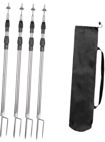 Yiju 4 Pieces Tent Poles for Tarps Replacement Heavy Duty Multifunctional Telescoping Awning Poles for Gazebo Backpacking Hiking, 3M