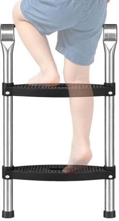 Escalera Para Trampolín 2 Escalones Anchos Antideslizantes Plegables | Escalera Universal Para Trampolín Niños y niñas patio escuela zona de juegos al aire