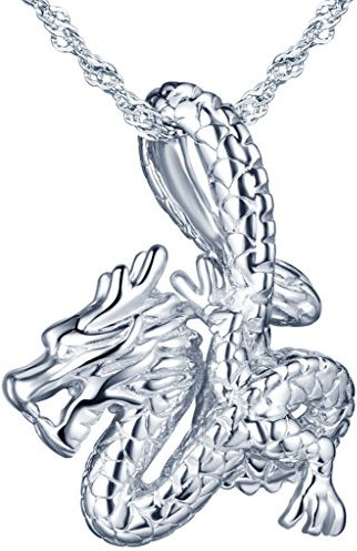 Yumilok 925 Sterling Silber Klassischer Drache Anhänger Halskette Kette mit Anhänger für Damen Mädchen