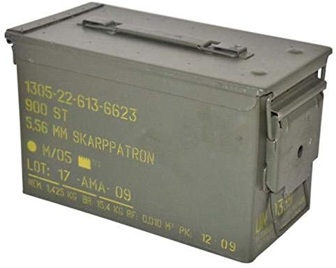 A. Blöchl Originale neuwertige Munitionskiste Größe 2 der Dänischen Armee Metallkiste Mun-Kiste Werkzeugkiste Metallbox