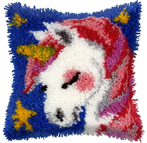 Orchidea - Latch Hook Small Cushion Kit - Unicorn - Printed Canvas - 4.5 Count - for Adults - 4080