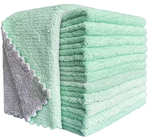 BUEDM 12 Pack Kitchen Cloth Dish Towels, 12x12 inch Soft Premium Dishcloths, Absorbent Microfiber Cleaning Cloth for Cleaning Dishes, Kitchen, Bathroom, Car