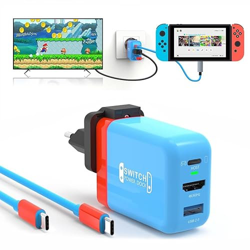 36W Switch Docking Station,for Nintendo Switch,Mini Portable TV Docking Station with 4K@60Hz HD/USB2.0/PD USB-C Fast Charging Ports, Full-Featured USB-C Cable Included,