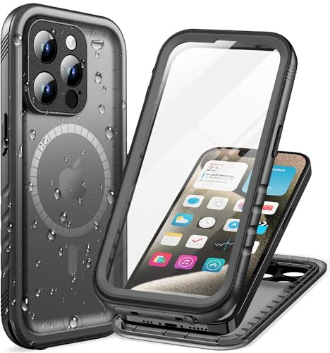 Cozycase TOP Militärschutz Magnetische Hülle für iPhone 15 Pro Max für MagSafe wasserdichte 360 Grad Panzerhülle Outdoor Magnetic Case Komplettschutz Soßfest Staubschutz Magnet Handyhülle