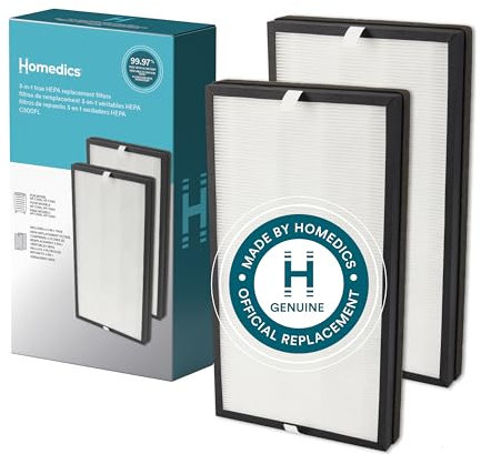 Homedics True HEPA Replacement Filter, Air Purifier Filter, Dust Remover, Air Cleaner, Remove Household Odors, Activated Carbon Filters, Remove Pet Odors, Germs, Airborne Allergen Remover