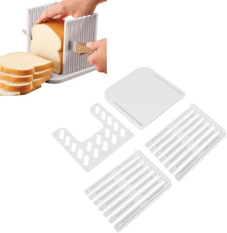 VIFERR Bread Slicer ABS Foldable Loaf Slicing Cutter Bread Cutting Guide Adjustable Bread Thickness for Homemade Bread Roast Maker Loaf Baking Pastry Tools(White)