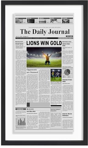 Americanflat 15x26 Newspaper Frame with Shatter-Resistant Glass - Use as 11x22 Newspaper Frame - Signature Float Collection - Engineered Wood Molding - Floating Frames for Wall Display - Black