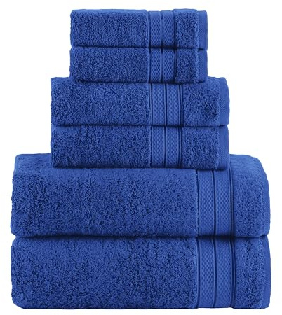 Elegant Comfort Juego de Toallas de Lujo de 6 Piezas, 100% algodón Turco, Suave de Primera Calidad, diseño de Palomitas de maíz de Tres líneas, 2 Toallas de baño, 2 Toallas de Mano y 2 Toallas
