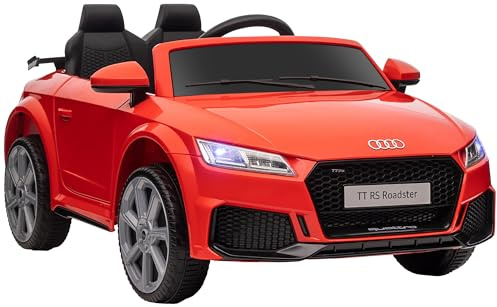 HOMCOM Macchina Elettrica per Bambini 3-5 Anni 12V 3Km/h Licenza AUDI TT, Auto Elettrica per Bambini con 2 Motori, Telecomando 2.4G, Clacson, Musica e Fari LED, Rosso