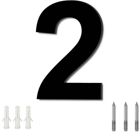 Numéro de Maison Chiffre Moderne Extérieur 8 Pouces (20 cm), Grands Numéros de Maison Noirs Métal Personnalisées de Maison et Numéro de Boite aux Lettres pour Maison Appartement Hôtel Porte, Numéros 2
