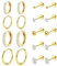 MeoZynxadril 9 Paar Edelstahl Ohrstecker Set, Runde Gold Ohrringe für Damen Herren, Flache Rückseite, Geschenke Knorpel Creolen