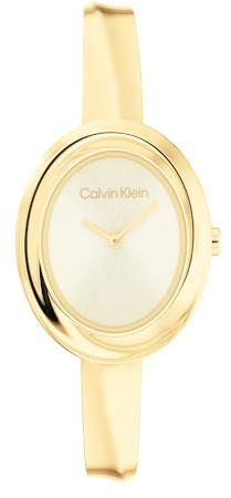 Calvin Klein Reloj De Movimiento De Cuarzo De Dos Manecillas para Mujer Colección Twisted Bezel con Pulsera Rígida de Acero Inoxidable de Color Dorado - 25100056