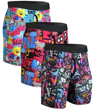 CHUAKIN Mens Athletic Underwear Mens Boxer Briefs Long Leg Trunks Underwear 3 Pack