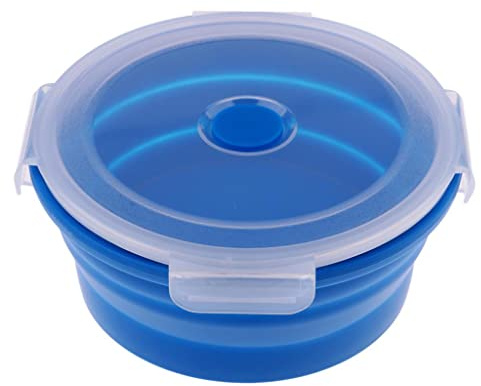 HKWFKAWA Ciotola da campeggio pieghevole in silicone per uso alimentare e senza BPA, 900 ml, blu