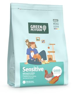 Green Petfood Cat Sensitive con Insectos (5 x 300 g) | Adulto | Alimento seco Premium para Gatos Adultos | arroz y proteína de Insectos sostenible | monoproteína | Comida para Gatos | Pack 5