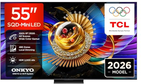 TCL TV 55Q7D PRO 55” SQD-Mini LED, 4K HDR 2000 nits, 480 zonas de atenuación, Google TV, Dolby Vision IQ y Atmos, 2.1 Onkyo, 144Hz, Apple AirPlay 2 y Alexa