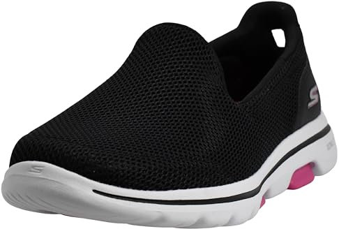 Skechers Go Walk 5, Zapatillas sin Cordones Mujer, Black Textile Hot Pink Trim, 38 EU