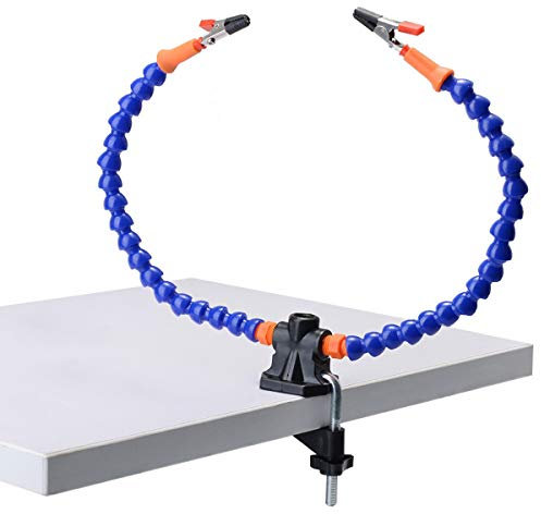 JZK Flexible Helping Hands Third Hand Soldering Station Tool, Two Flexible arms with swiveling Clips + Non-Slip Aluminum Base