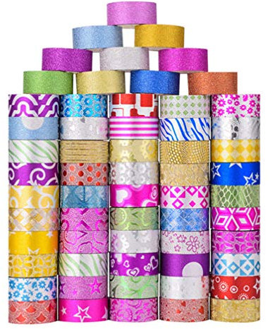 Milisten 60 Rollen Glitzer Washi Tape Set Dekoratives Abdeckband DIY Art Craft Geschenkverpackung zum Dekorieren Scrapbook Journal Planer (Gemischt)