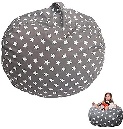 Borsa Portaoggetti per Giocattoli Peluche, Sacco Stoccaggio Bambini, Pouf in Peluche, Tela Grande Pouf Sacco per Animali Peluche, Comodo Morbido, per Bambini Leggere e Conservare i Giocattoli (Grigio)