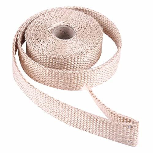 Enveloppe Thermique D'échappement, Rouleaux D'enveloppe Thermique pour Collecteur D'échappement, Ruban de Protection Thermique en Fibre de Verre, Ruban Isolant de Voiture de 5 M avec(Couleur Titane)