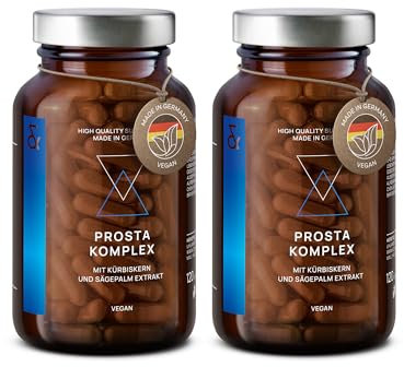 2er Set - Prosta Komplex - Kürbiskern Kapseln mit Granatapfel, Sägepalme, Schwarzer Knoblauch Extrakt, Zink & Selen - 240 Brennnessel Kapseln