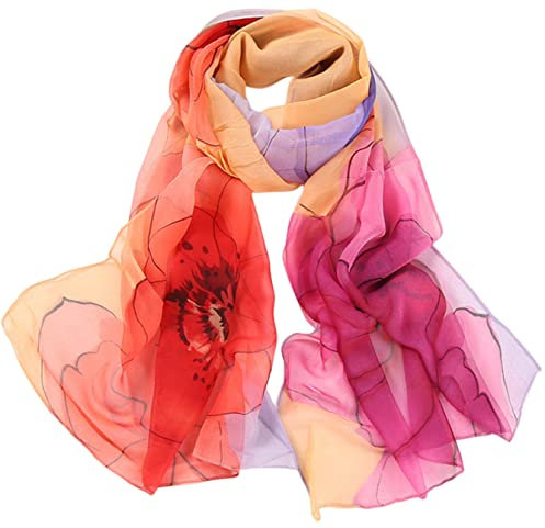 FAIRYGATE Seidentuch Groß Damen Schal mit Abstraktem Oversize Leichtes Tuch Stola Seidenschal Damen Elegant A4220