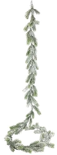 Konstgjord grangirlang med konstsnö, kedja, dekoration, girlang, isad gran ranka, gren, julgirlang, bord, dörr, juldekoration, X'Mas adventskrans, tillbehör, krans, juldekoration, konstgran