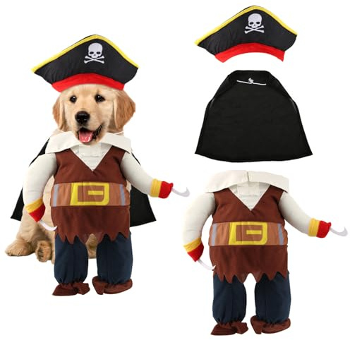 Costume da Halloween per animali domestici, cappello con stampa teschio, costume per cani in stile pirata, divertente per animali domestici, costume da pirata per cani e gatti per feste di Halloween