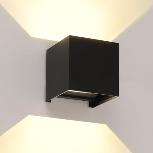 MULANDI LED Wandleuchten Innen/Außen, 4.5W 850LM IP65 4000K Warmweiß Außenlampe Außenleuchte - Auf/Ab Einstellbarer Lichtstrahl, Aluminium Druckguss Anthrazit