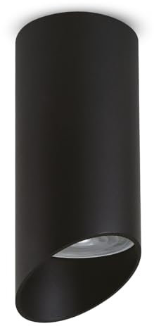 Maclean Foco de Superficie con Casquillo GU10 hasta 40W | Lámpara de Techo de Aluminio para Uso Interior | Diseño Moderno | 55x130 milímetros (Negro, 1 unidad, sin bombilla incl.)