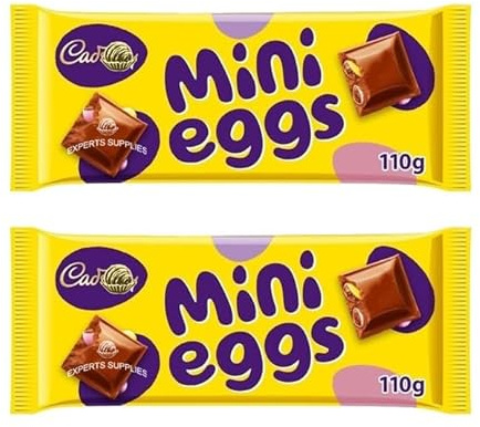 2 x Cad Mini Eggs Chocolate Bar 110g Milk Chocolate Bar With Micro Mini Eggs Inclusions Suitable For Vegetarians Perfect for Sharing and Gifting For Easter