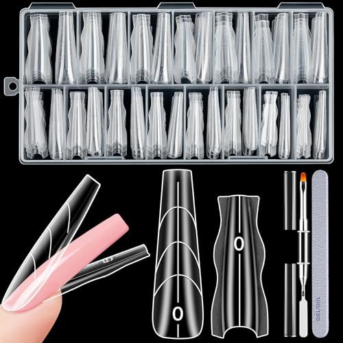 MELLIEX 182 Pezzi Kit Nail Dual Form Sandwich, Forme per Unghie Formine Doppie Unghie Nails Extension Forms Trasparente Facili per Manicure Salone DIY (15 Misure Forma a T)