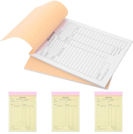 DOITOOL Carnet de Factures de Commandes Autocopiant 5 Pièces 60 Pages 3 Exemplaires par Page Format 21 X 14,5 Cm Bloc de Reçus Commerciaux Papier à Base de Pâte de Bois pour Petites