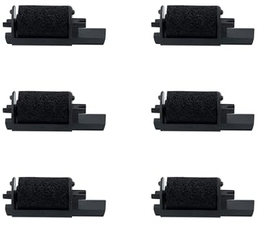Printerfield 6er Pack Farbbandwalze in schawrz für IR40 IR-40 Taschenrechner/Kassenrechner Drucker kompatible mit Sharp XE-A101, XE-A102, XE-A106, XE-A110 und XE-A120