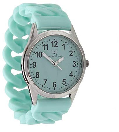 Tavistock & Jones Ladies Watch (Turquoise) Stretch Bracelet Wrist Watch for Women, Easy to Read Analog Quartz Ladies Watches, Dia. 30mm, Watches for Women - Fully Guaranteed