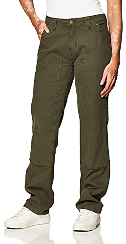 Dickies Damen Stretch-Carpenter-Hose aus Baumwoll-Canvas mit doppelter Vorderseite, Ausgewaschenes Moosgrün, 36