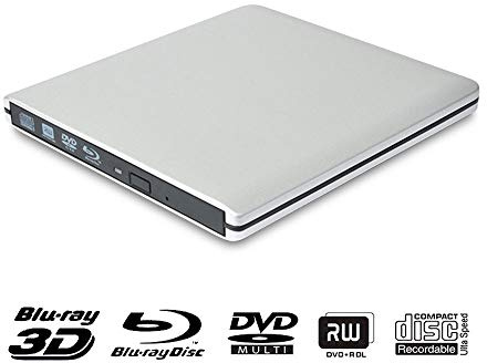 External Blu ray DVD Drive CD Ultra Slim USB 3.0 External Blu-ray CD Burner Portable 3D Blu-Ray DVD Player DVD-RW Burner Reader Disk for PC Notebook Computer—Silver (Sliver)