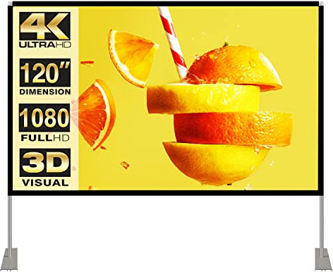 écran de projection 120 Pouces 16:9 HD 4K pliable pour cinéma intérieur/extérieur Maison