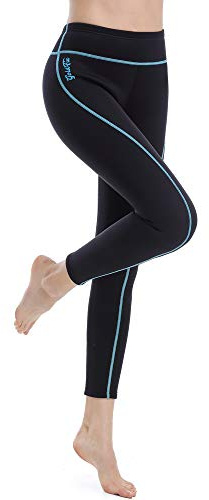 GoldFin Womens Wetsuit Pants, 2mm Neoprene Pants Keep Warm for Diving Swimming Surfing Kayaking Boating (Blue, M)