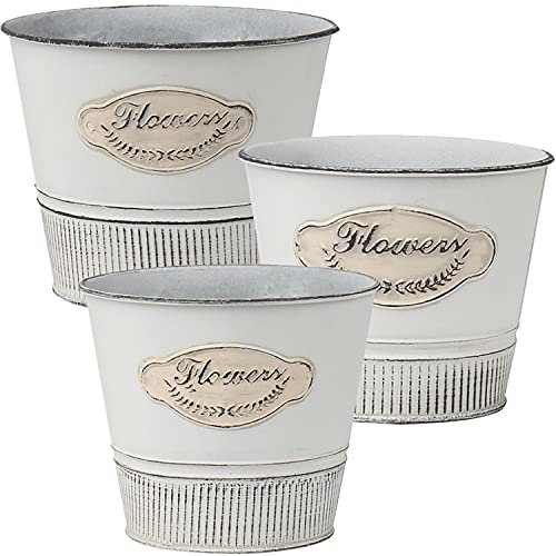 Oairse 3er Set Blumentöpfe aus verzinktem Stahl perfekt für Moderne Dekoration und Pflanztöpfe, Dekorativen Zink Töpfen drinnen und draußen