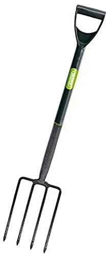tradefirst Garden Fork Heavy Duty For Digging with D-Grip Plastic Handle, Solid Carbon Steel Garden Hand Fork, Garden Tools, Digging, Mucking Out Fork