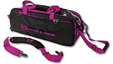 VISE Clear Top Bowlingtasche mit 3 Kugeln, Schwarz/Pink